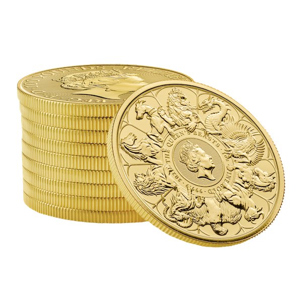 Stapel mit Completer Coin 1 Unze Gold 2021