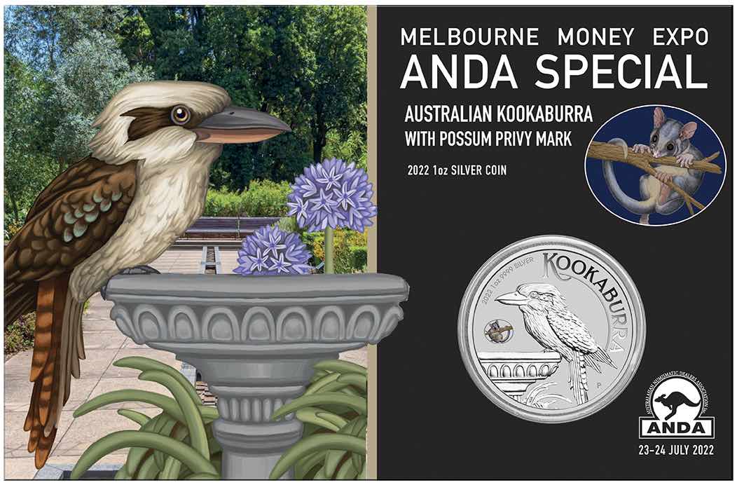 Anda Melbourne - Kookaburra 1 Oz Silber Privy Mark Possum 2022 im Blister*