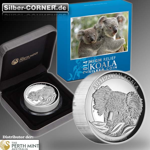 5 Oz High Relief Koala 2014 Silber