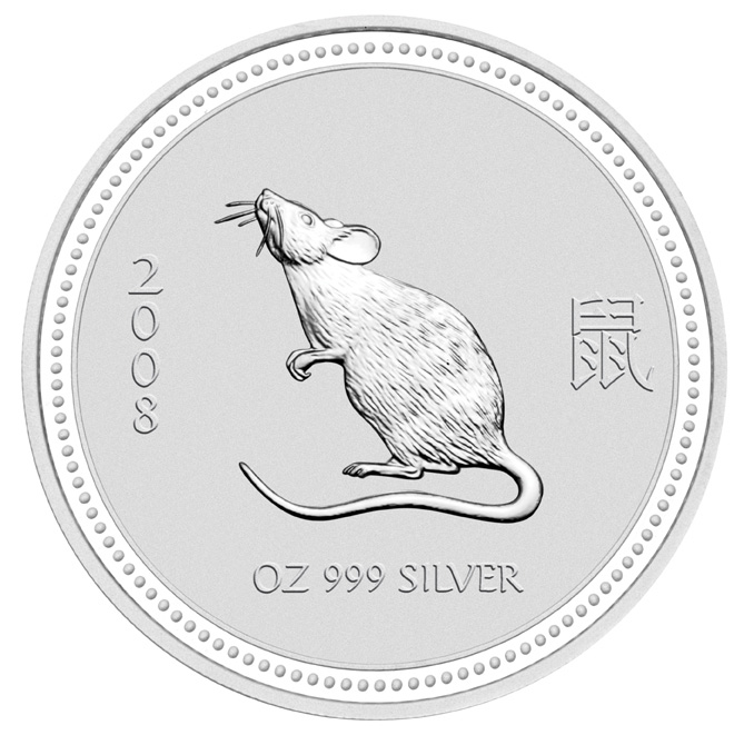 Lunar I Jahr der Maus 2 Unzen Silbermünze 2008