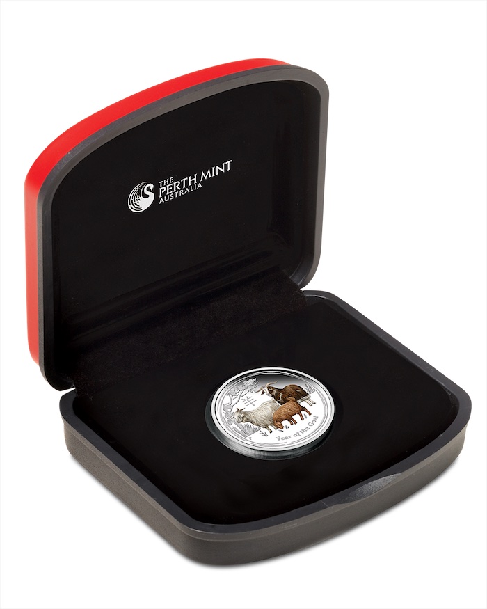 Lunar II Ziege 1/2 Unze Proof farbig 2013 Sammlerbox