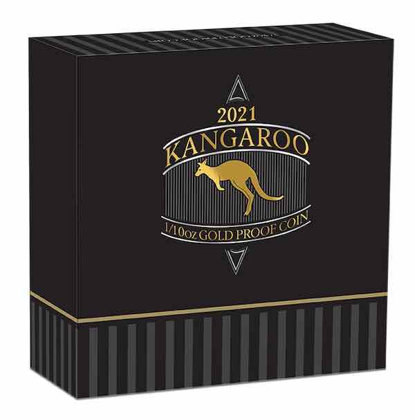 Umverpackung Känguru 1/10 Unze Gold Proof 2021