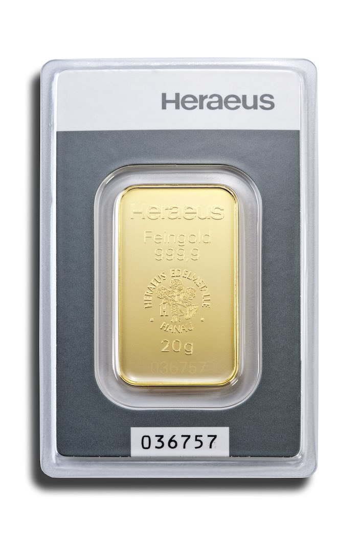 Heraeus 20 Gramm Goldbarren kaufen & verkaufen
