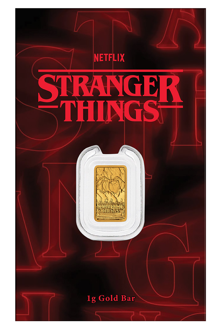 Stranger Things 1 Gramm Goldbarren im Blister
