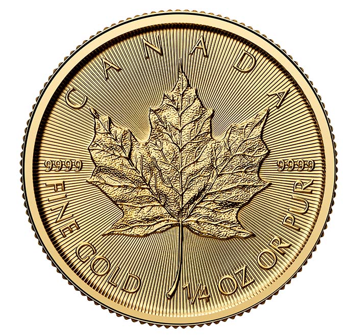 Maple Leaf 1/4 Unze Gold 2026 Vorderseite Ahornblatt Design