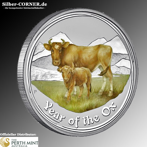 Lunar II - Ochse - 1/2 Oz Sliber farbig 2009 *