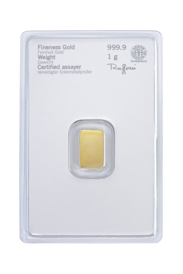 1 Gramm heraeus Goldbarren zertifikat