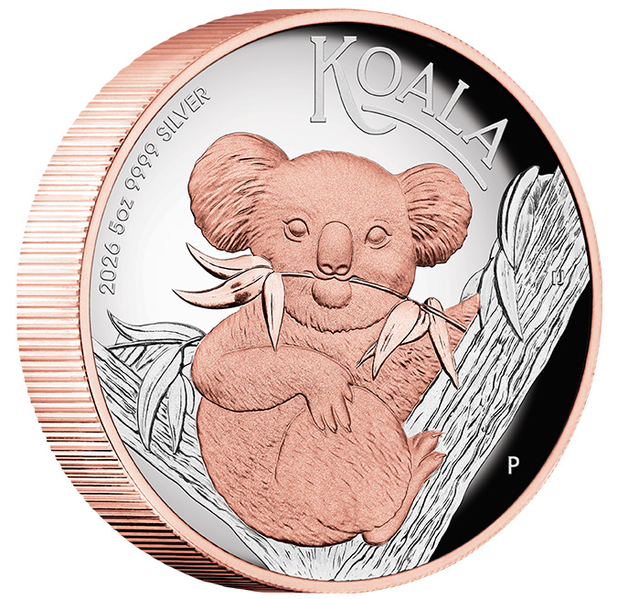 Koala 5 Oz Silber High Relief vergoldet 2026