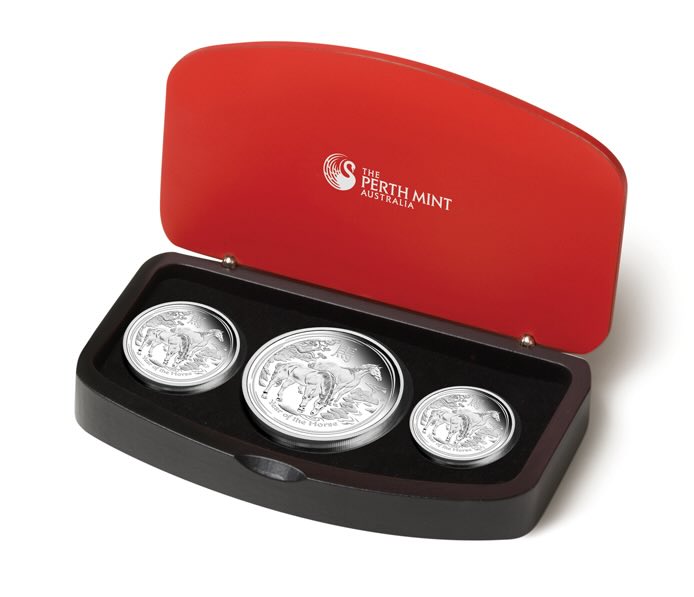 Lunar II Jahr des Pferd 3 Coin Set Silber Proof 2014