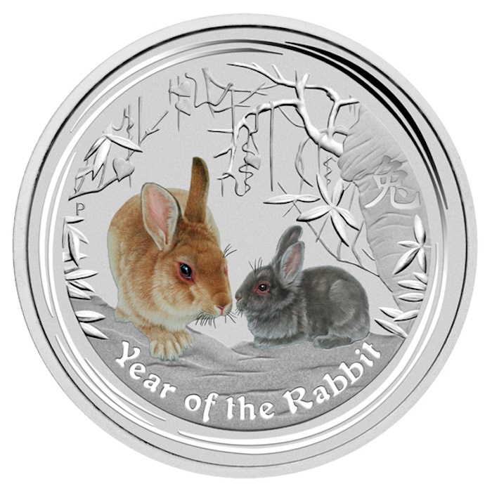 Lunar II Hase 5 Oz Silber farbig 2011