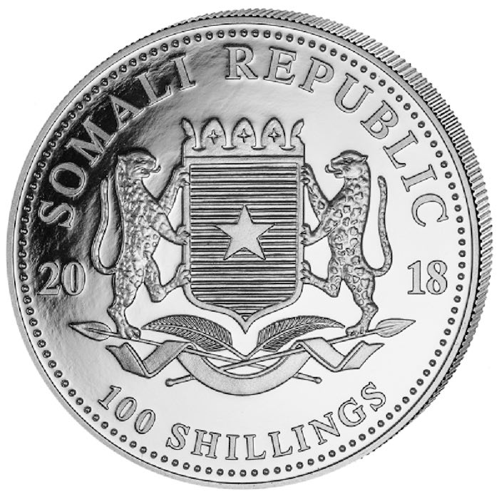 Somalia Leopard 2018 1 oz Silber Wertseite Wappen