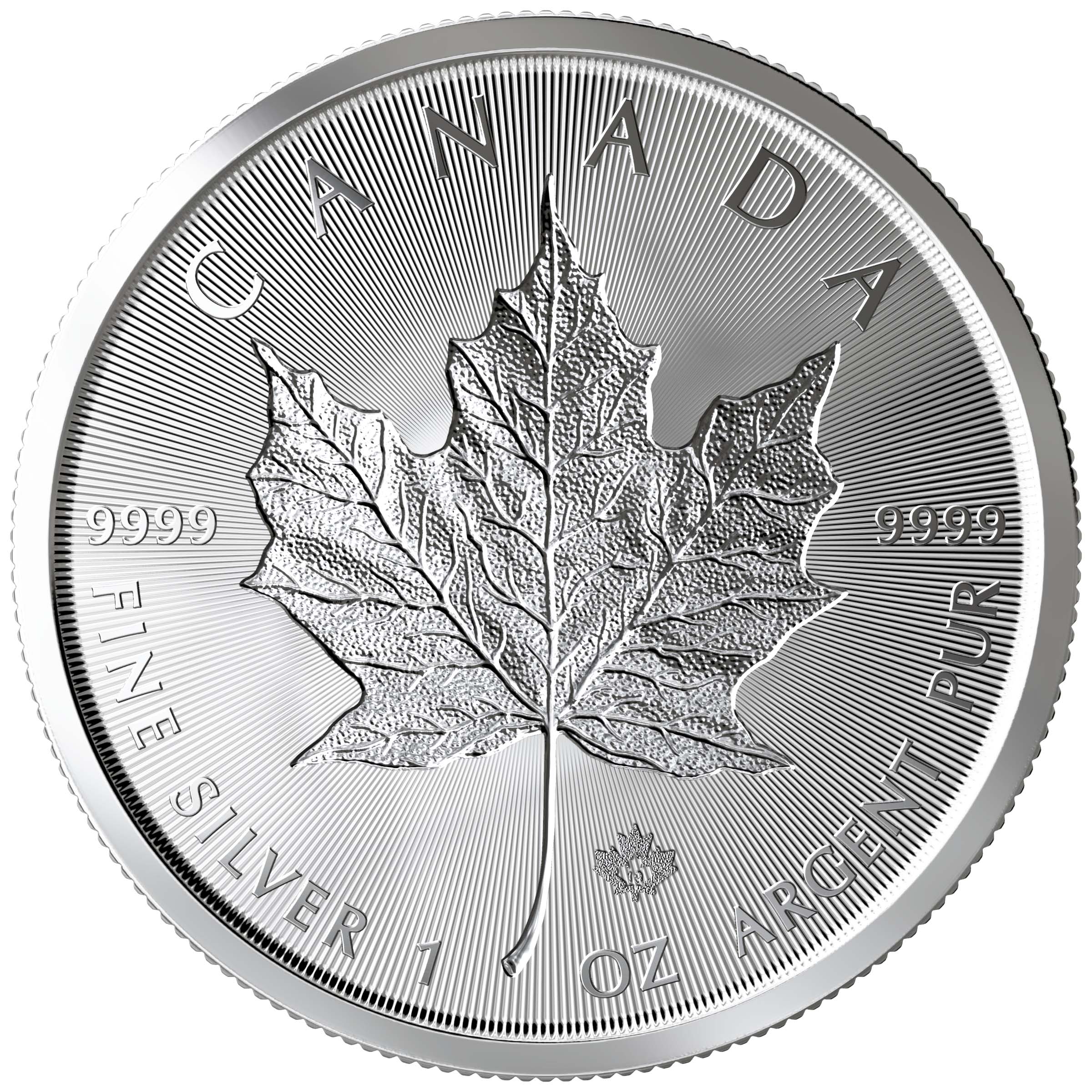 Maple Leaf 1 Unze Silber Incuse von vorne 2019