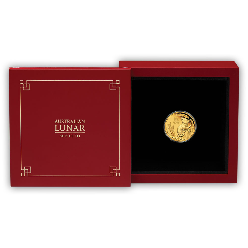 Sammlerbox Lunar Serie 3 Maus 2020 Proof 1/10 Oz Gold 
