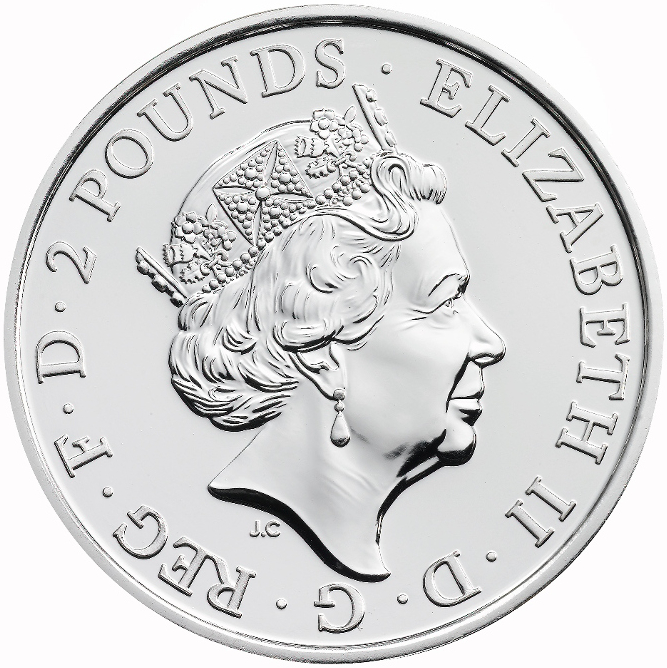 2 Pfund Jahr des Pferd Silbermünze 2014