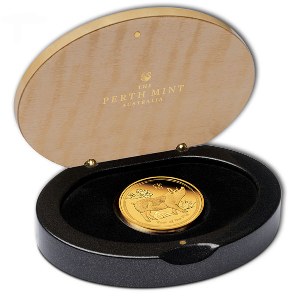 Lunar II - Schwein - 1/10 Oz Gold Proof + Box + COA