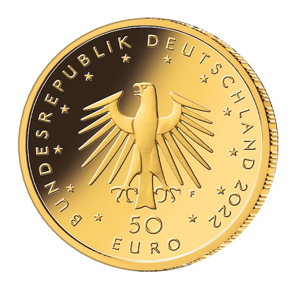 50 Euro Gold Konzertgitarre 2022 Vorderseite Bundesadler Ankauf