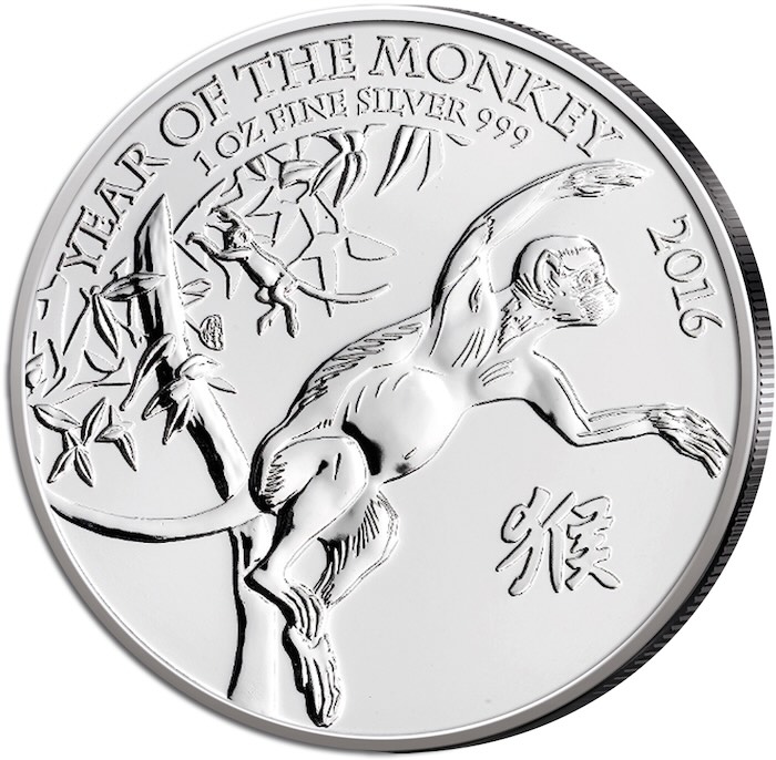 Lunar II Jahr des Affen 1 Unze Silbermünze 2016