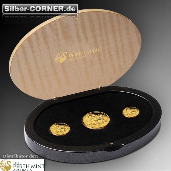 Lunar II Ziege Gold 3 Coin Set Proof + Box + CoA 2015