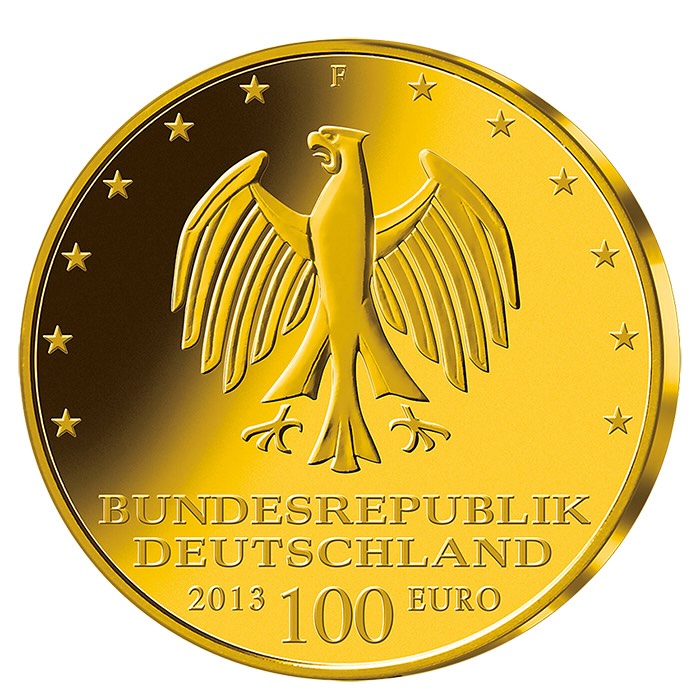 Rückseite 100 Euro Goldmünze Dessau-Wörlitz 2013