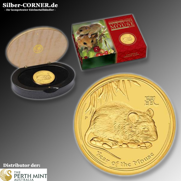 Lunar 2 Jahr der Maus 1 Unze Gold 2008 Proof
