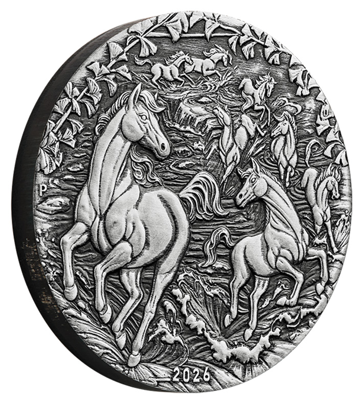Lunar III Pferd 2026 Silber 2oz Revers Gallopierende Pferde
