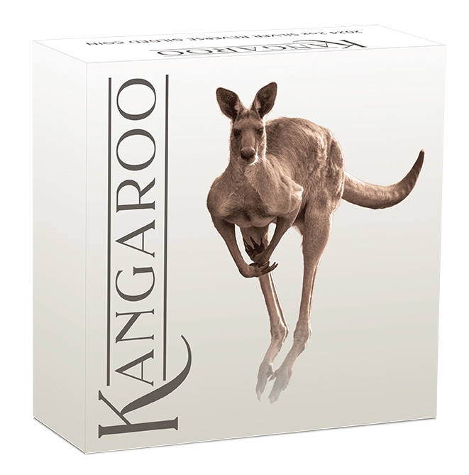 Verpackung reverse gilded 2 unzen känguru 2024