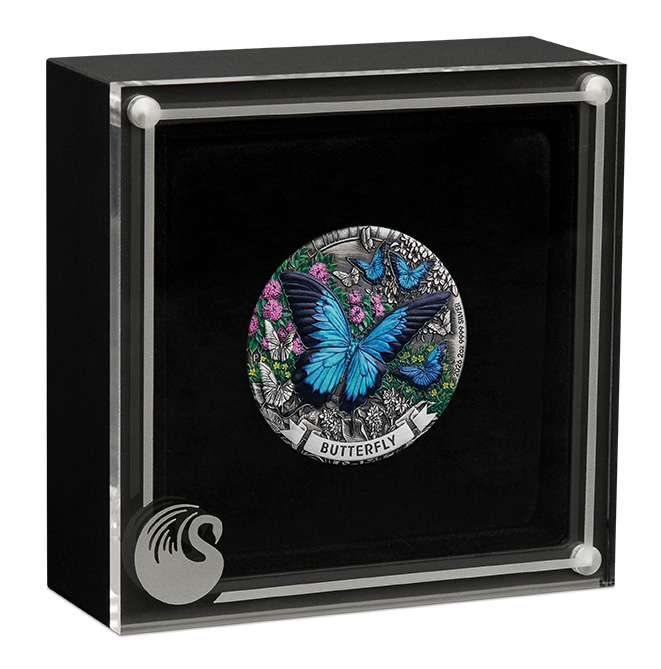 Butterfly 2 Oz Silbermünze Sammlerbox 2026