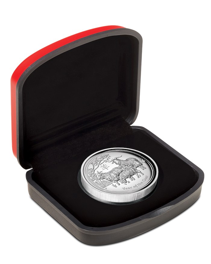 Lunar II Ziege Umverpackung 1 Unze High Relief 2015