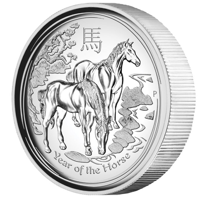 Motivseite Australien Lunar Serie II Jahr des Pferdes 2014 1 Unze Silber High Relief