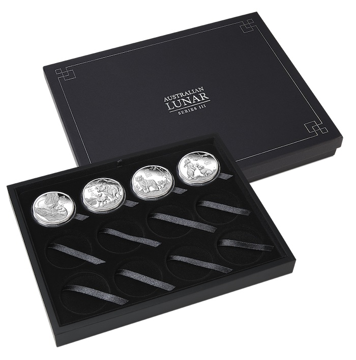 Lunar 3 - 12 Year Collection - 4 x 2 Oz Silber Proof + Box + Zertifikat (Maus+Ochse+Tiger+Hase)