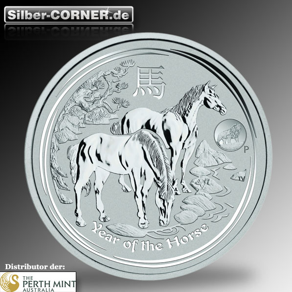 Lunar Pferd 1 Unze Silber Privy Mark 2014