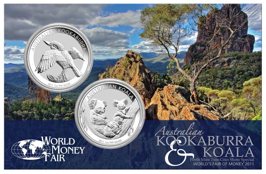 World Money Fair 2 x 1 Oz Silber Koala Kooka 2011 