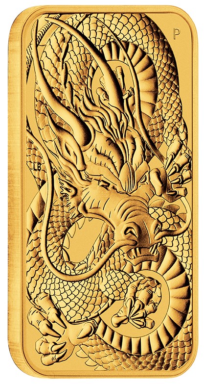 Rectangular Drache 1 Unze Gold 2021