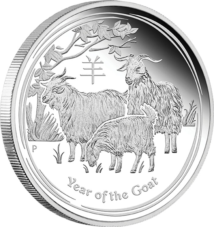 Lunar II Ziege 1 Unze Silber Polierte Platte 2015