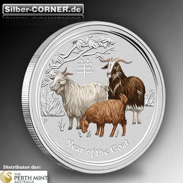 Moodshot Lunar II Ziege 1 Oz Silber Farbig