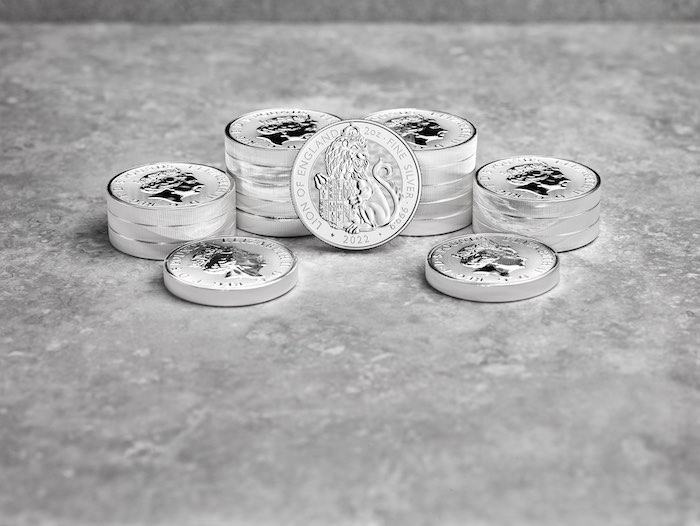 Schöner Mood Shot Lion of England 2 Unzen Silber 2022