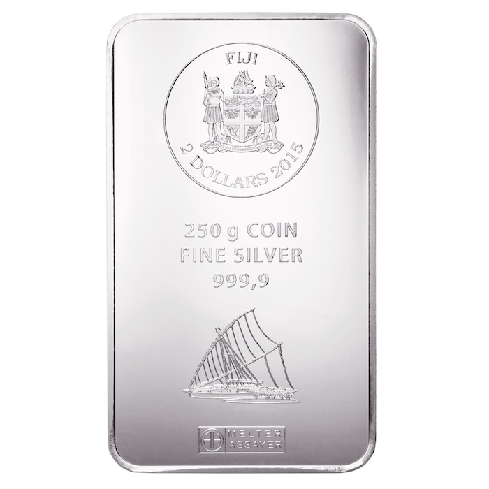 Fiji 250 Gramm Heraeus Silberbarren 2 Dollar 