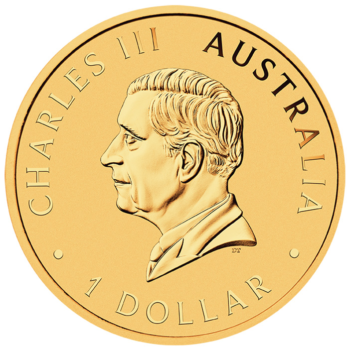 Kookaburra 1 Oz Silber vergoldet 2026 Avers King Charles III