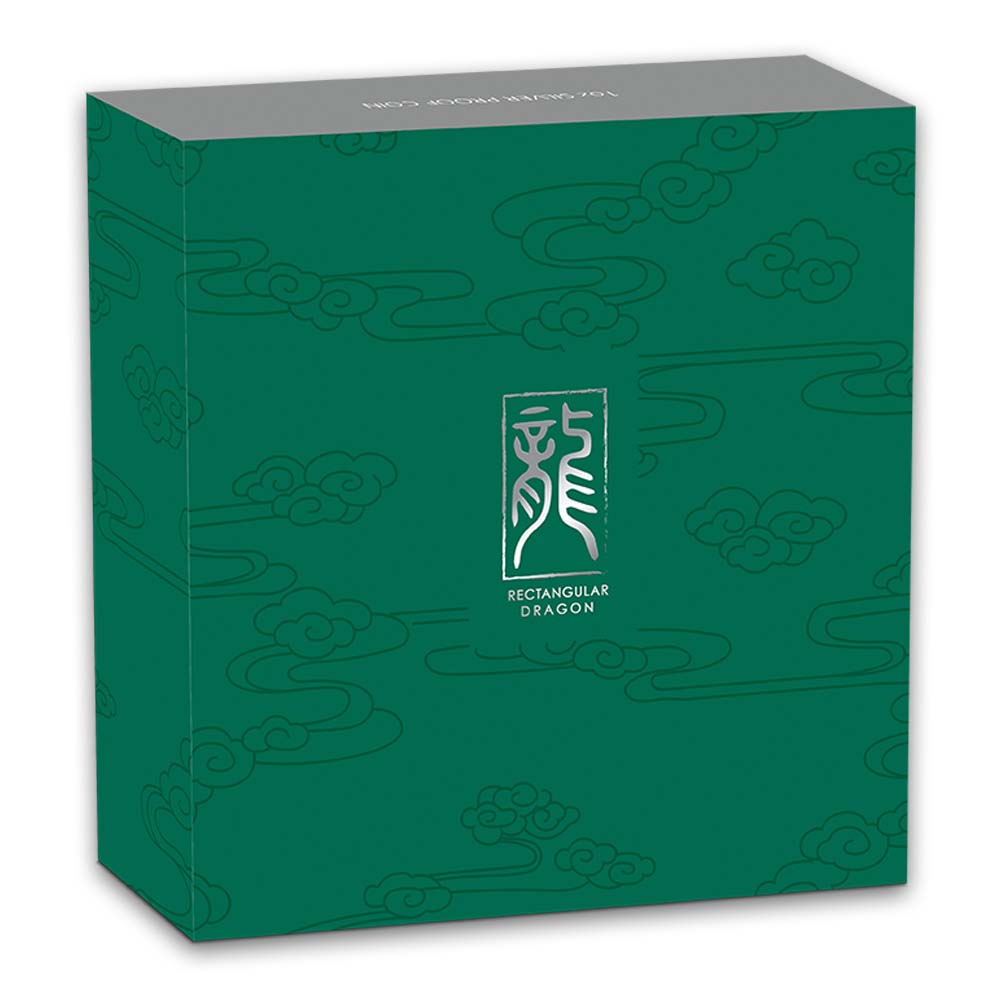 Umverpackung Rectangular Drache 1 Unze Silber 2019 Proof