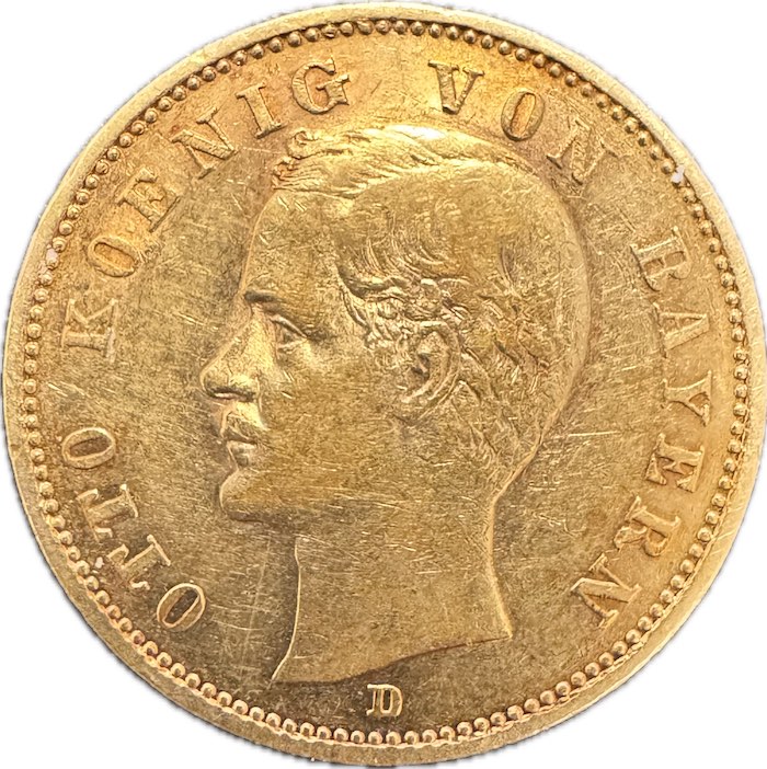 20 Mark Gold Bayern König Otto Jäger 200 Vorderseite