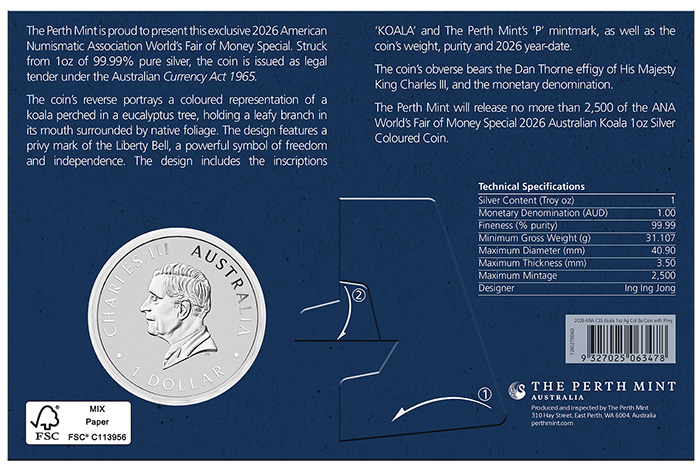 Koala Liberty Bell 1 OZ Silber Rückseite 2026