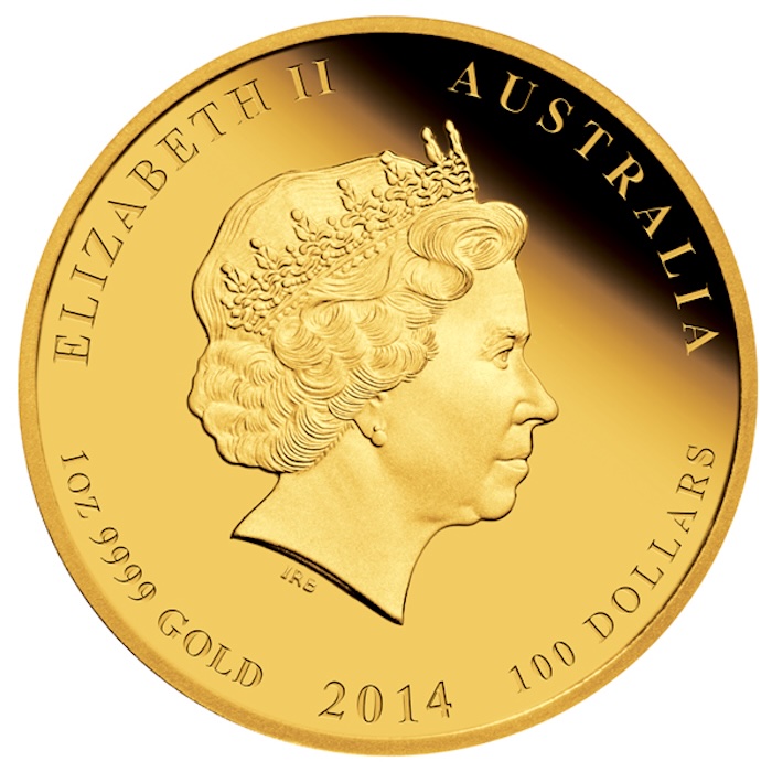 Lunar II Pferd 100 Dollar Gold Polierte Platte 2014