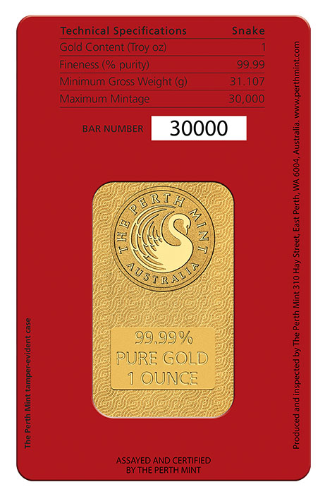 Perth Mint Schlange Minted Goldbarren 2025