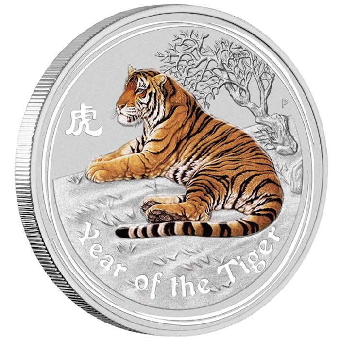 Lunar II Tiger 2 Unzen Silber farbig 2010 kaufen & verkaufen