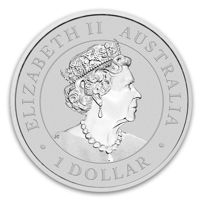 Australien Super Pit 1 Unze Silber 2019 Wertseite Portrait