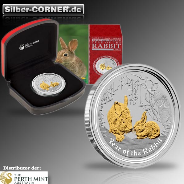 Lunar II Hase 1 Unze Silber vergoldet 2011 kaufen verkaufen