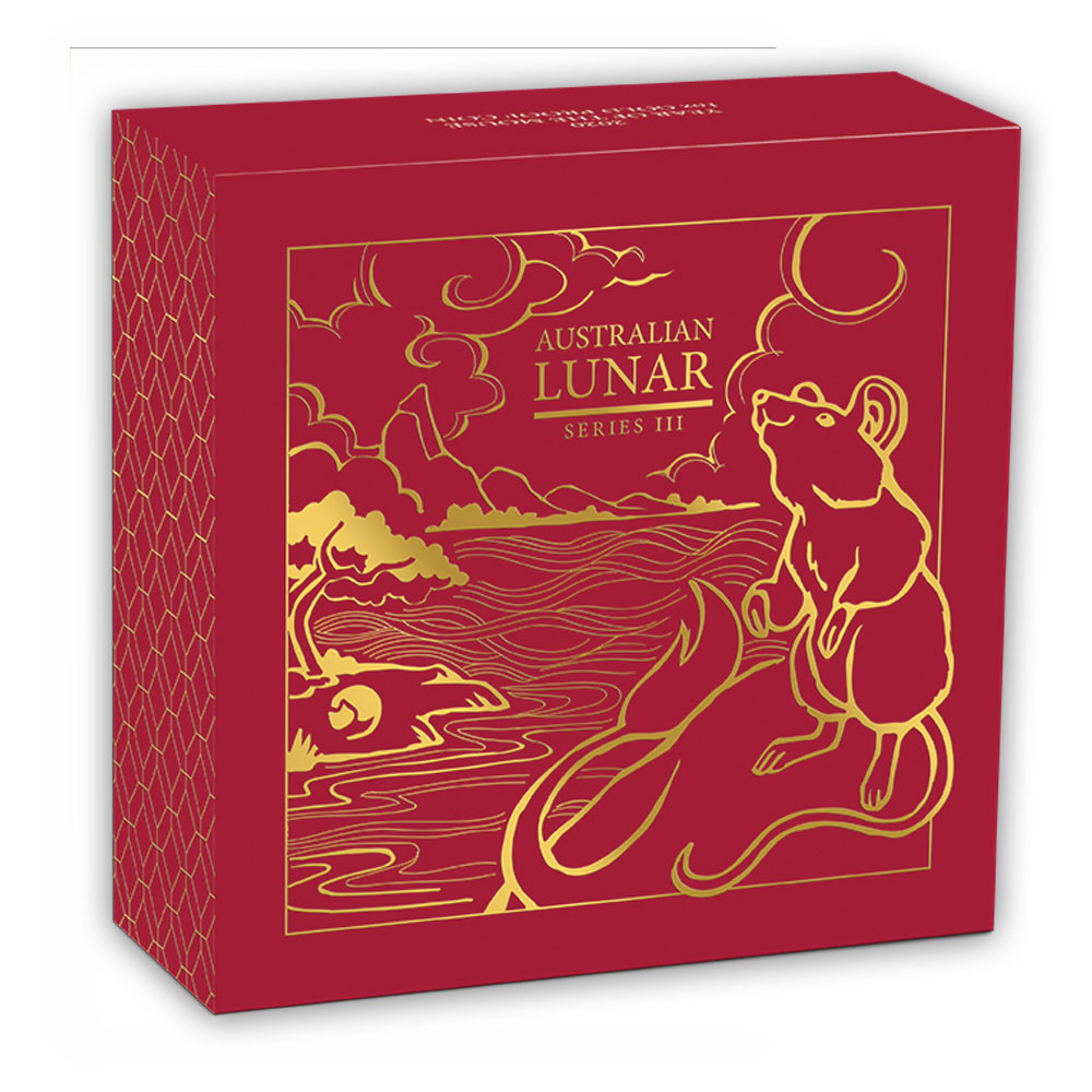Umverpackung 1 Unze Gold Maus 2020 Proof