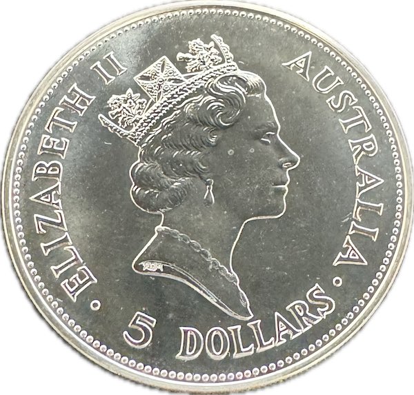 5 Dollar Kookaburra Silbermünze 1990
