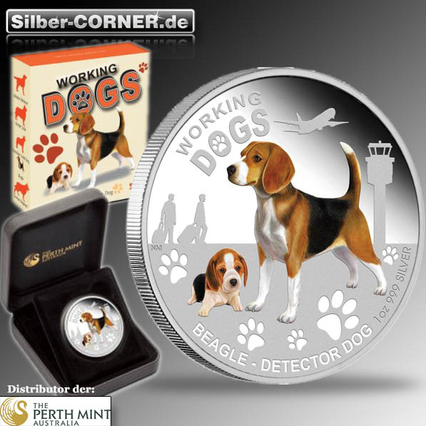 Working Dogs - Beagle 1 Oz Silber Proof*
