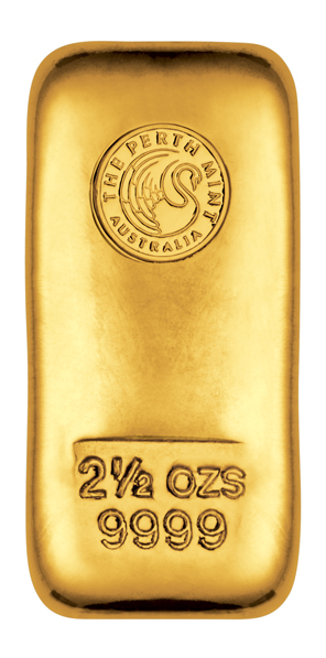 2,5 Unzen Goldbarren Perth Mint gegossen